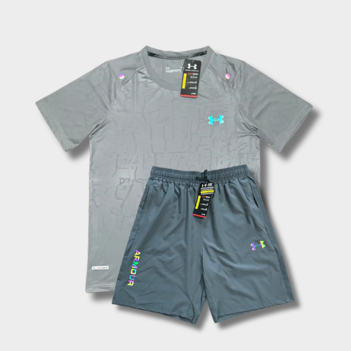 Ensemble short/t-shirt UA Fluo Gris